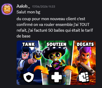 Message d’un membre de Pixel Minia confirmant une nouvelle mission récurrente avec un client